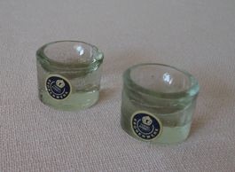 Vintage Kerzenhalter Glas Handarbeit Kronenwerk 2Stk. 1970er
