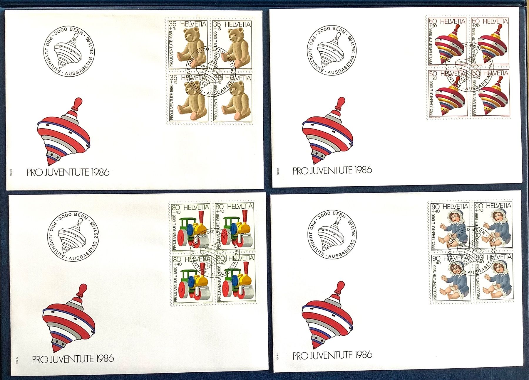 Tutti i francobolli: 1986 - Pro  Juventute FDC im Viererblöcke – Nuovo (secondo la descrizione) da Liestal venduto da Skunk02