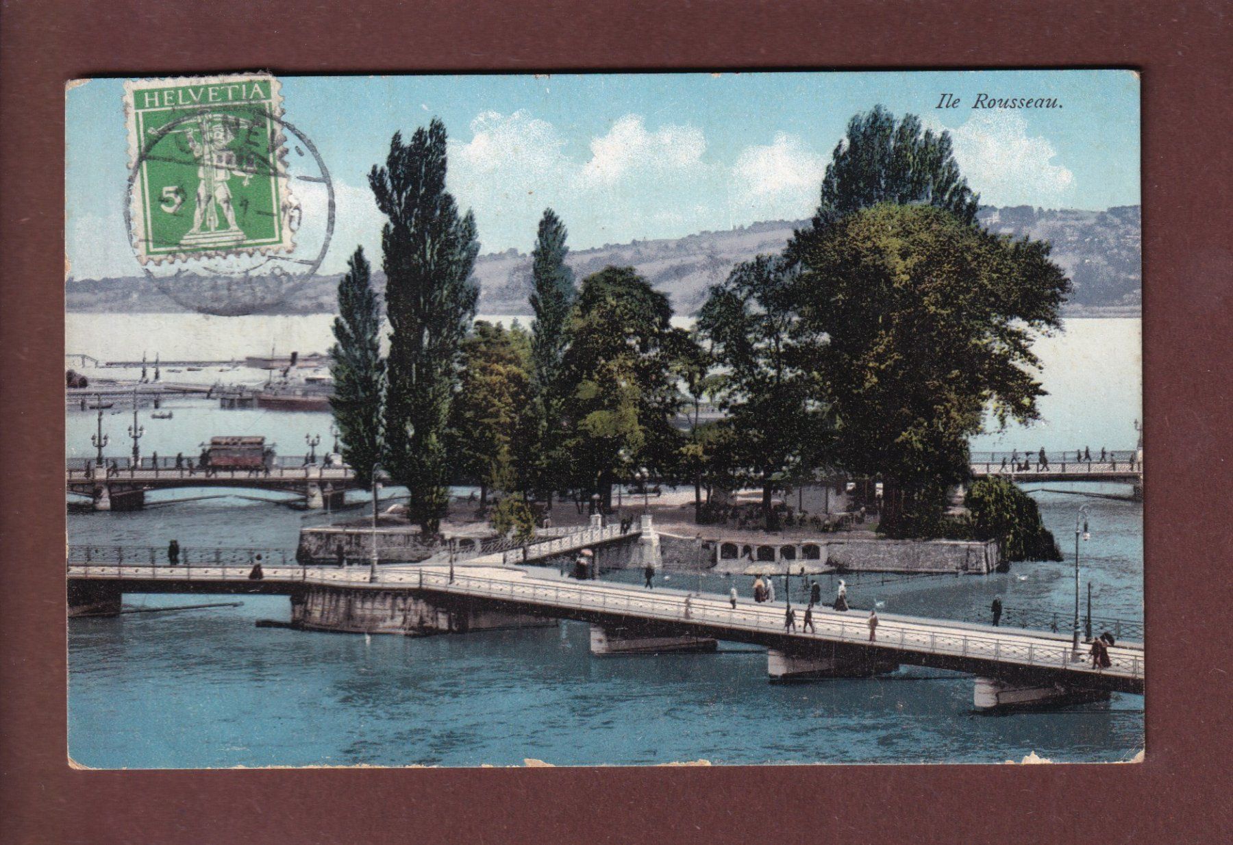 Cartoline postali: GENEVE - Île Rousseau - 1911 – Usato da Pully venduto da nicecards
