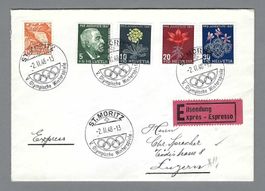1948, SATZBRIEF PJ, S-0 S. MORITZ OLYMPISCHE W.