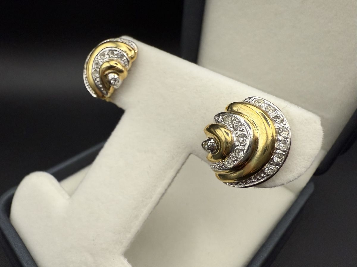 Ohrringe & -stecker: Goldfarbene Ohrringe mit Strasssteinen, Vintage – Gebraucht aus Lamone von LaCantinaMagica 2