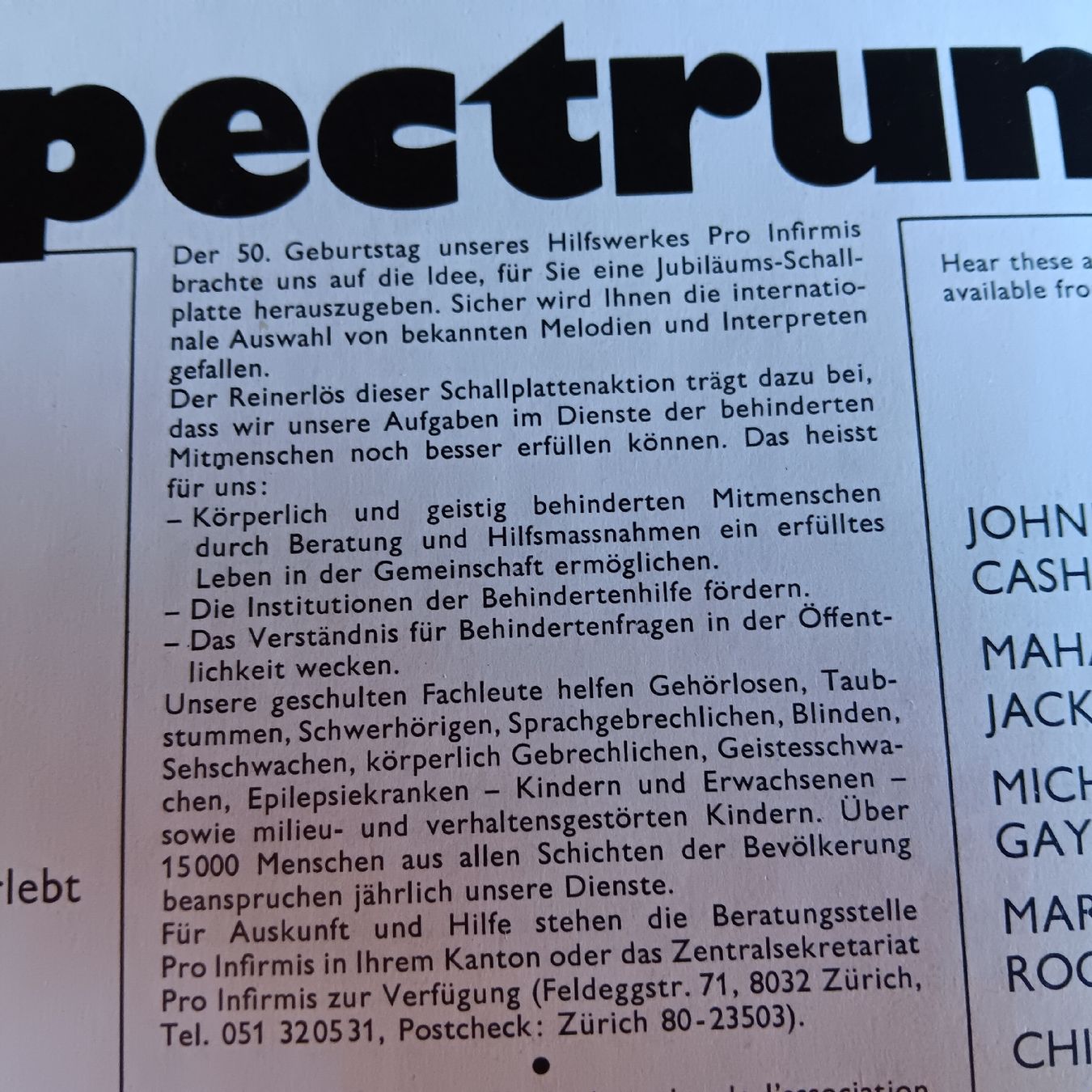 Dischi in vinile: Vinyl Spectrum Pro Infirmis 1970 – Usato da Chur venduto da chr_b2cn 2