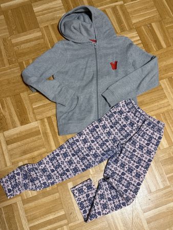 Ensemble veste à capuche et legging gris /rode
