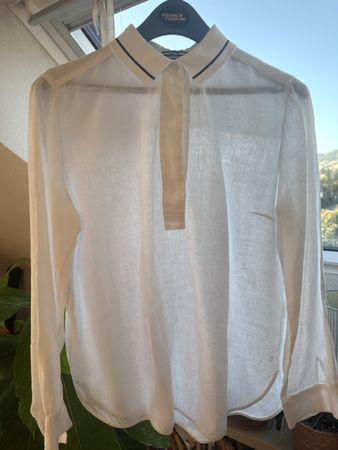Damen Bluse Marc O'Polo 44 weiss Leinen Langarm Zustand gut