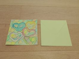 Handgemachte Karte mit Umschlag - 15 cm X 15 cm.