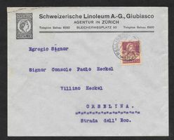 Giubiasco illustrierter Brief Schw. Linoleum A.G. 26.8.1921