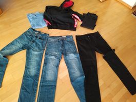 Boys 3 Jeans, Wrangler 30x32, Denim ,2 Hemden, 1 Pulli Gr.