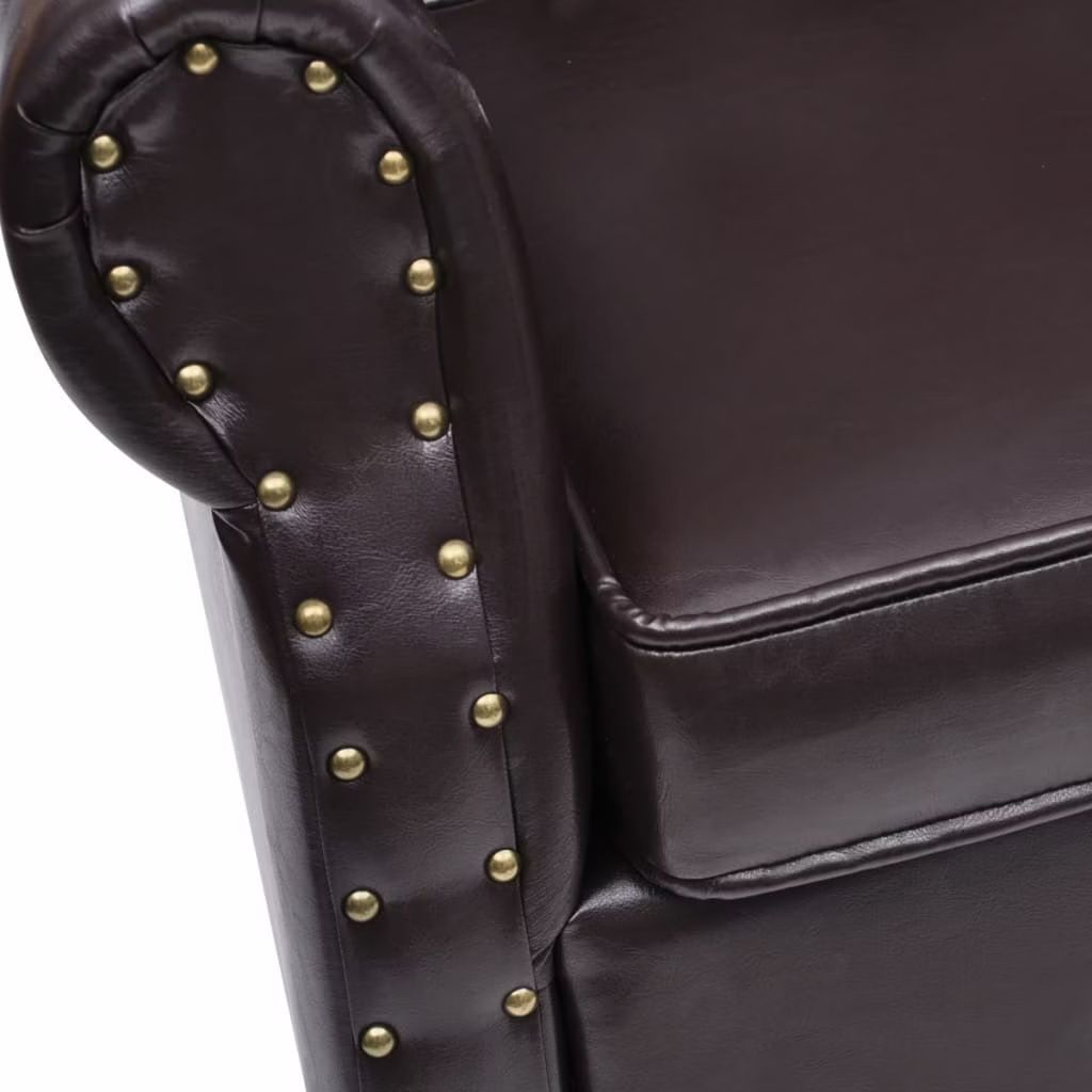 Sessel: Chesterfield Sessel mit Hocker dunkelbraun Lederoptik – Gebraucht aus Opfikon von hetipeti 1
