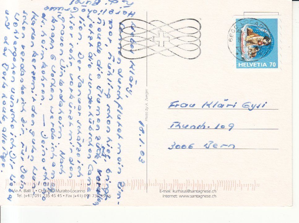 Ansichtskarten: Muralto Sant'Agnese 2003 – Gebraucht aus Bürglen TG von StampGraf 1