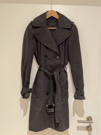 Zara Basic Trenchcoat, anthrazit, Grösse M
