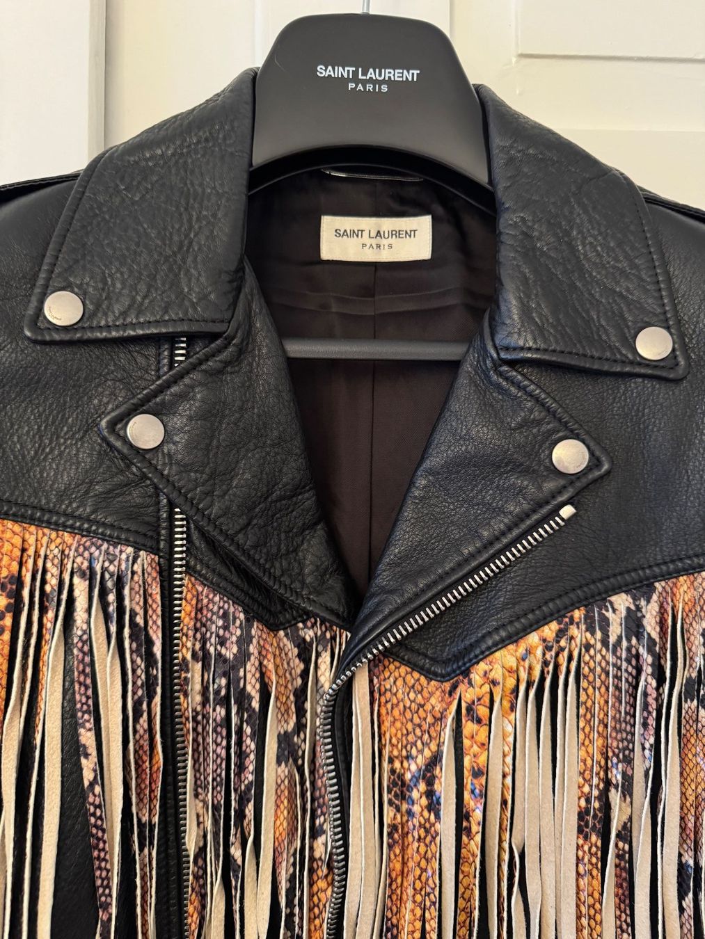 Saint Laurent Giacche: Saint Laurent SS16 Fringed Python Leather Jacket Surf Sound – Usato da Zürich venduto da dodichnobli 2