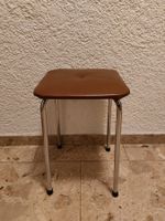 KÜCHEN HOCKER BRAUN Chromstahl Vinyl 1960s, 1970s