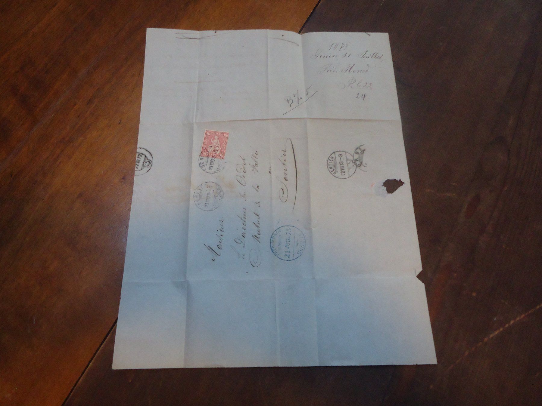 Tutti i francobolli: Lettre/enveloppe affranchie le 21.07.1873 – Usato da Vessy venduto da mafabe 3