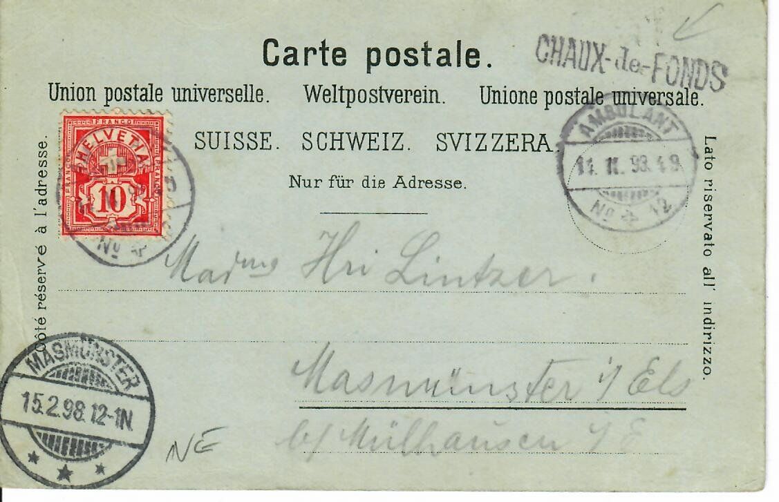 Cartes postales: Neuchâtel 1898 - Ambulant – D'occasion à Hochdorf par Ziegel-16 1