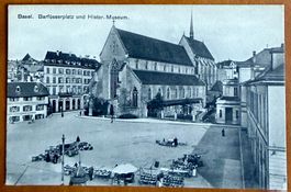 AK: BASEL - Barfüsserplatz und Hidtor. Museum - Animation