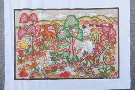 Bild indisch auf Baumwolle ungerahmt 52 x 35 cm