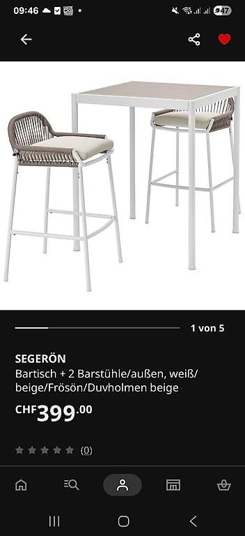 Ikea Set di tavolo e panche: Outdoor Bartisch & 2 Barhocker (Ikea SEGERÖN) – Usato da Winterthur venduto da mme_j58n 1