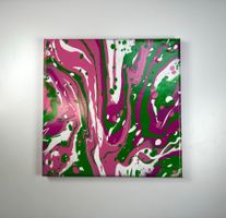 Acryl-Flüssigmalerei, quadratisch
