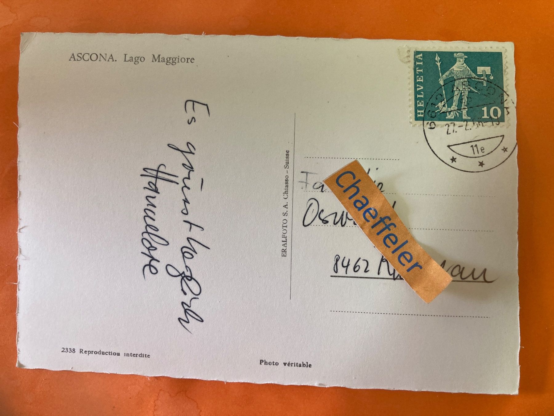Ansichtskarten: 1965 Ascona - Lago Maggiore – Gebraucht aus Zürich von Chaeffeler 1