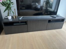 Lowboard dunkelgrau mit Türen und Schubladen gute Zustand
