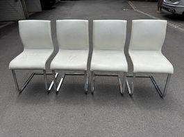 Team7 Magnum Freischwinger Lederstühle Polarweiss;