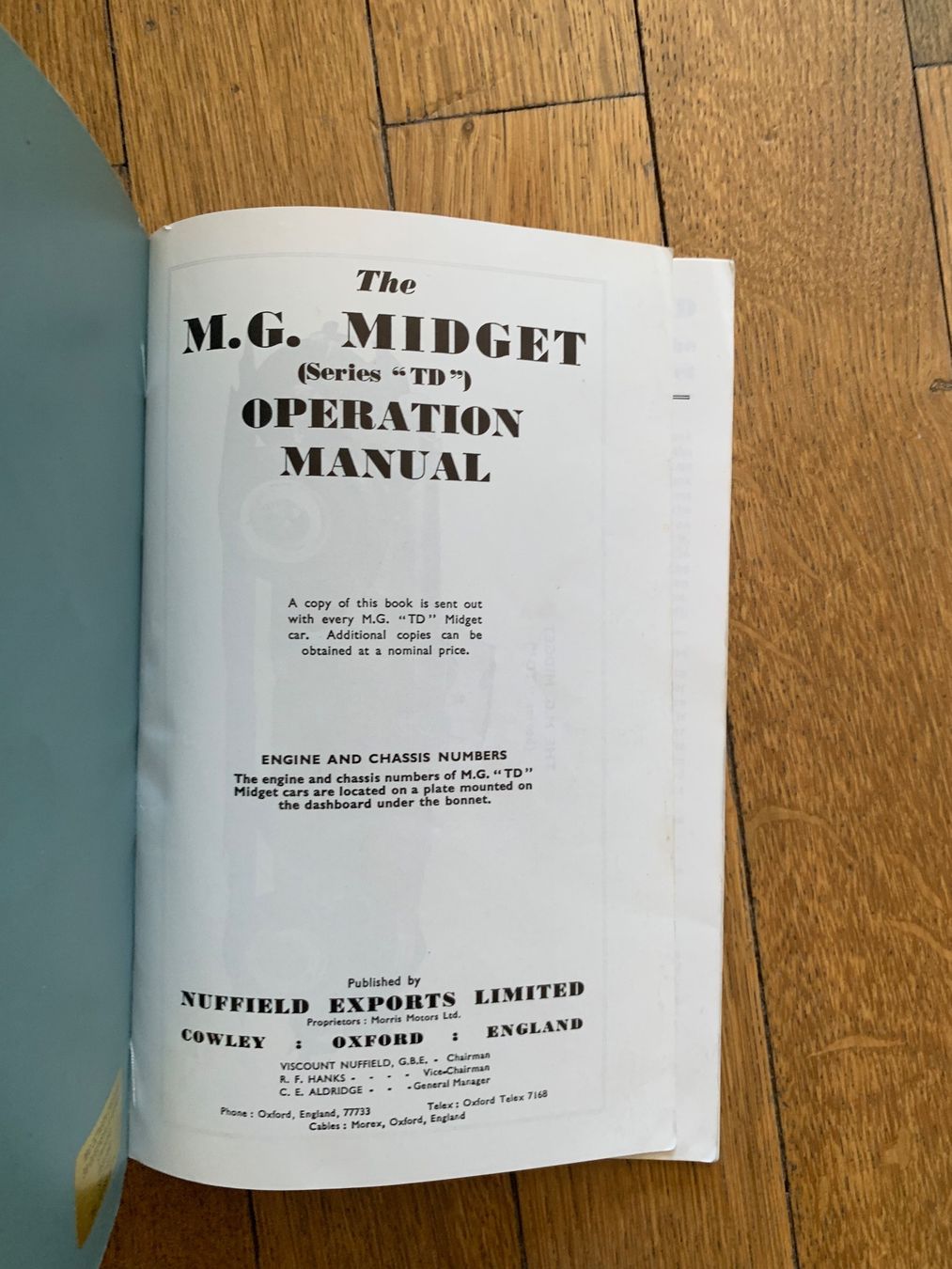 Libri: MG Midget TD Operation Manuel – Usato da Obfelden venduto da Zocci 1