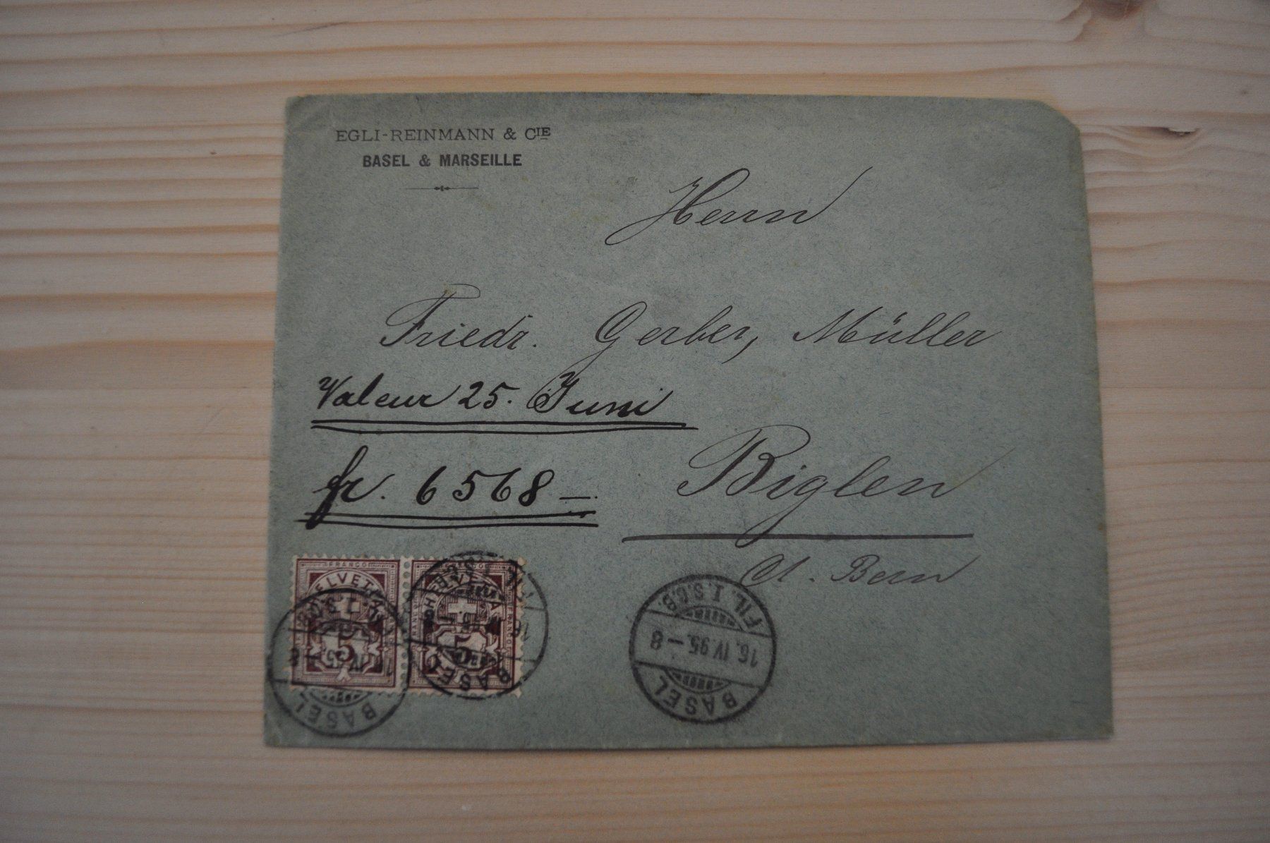 Tutti i francobolli: Brief Biglen-Bern-Basel 1895 (49) – Usato da Zeihen venduto da Hammerpreise