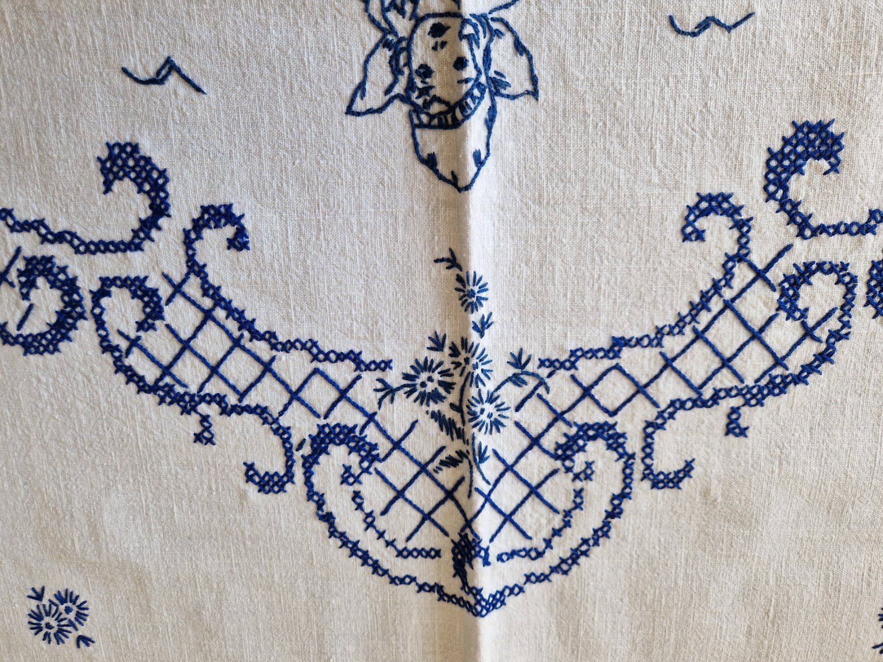 Biancheria da letto: Wandbehang, Handbestickt – Usato da Bern venduto da Antikbatik 6