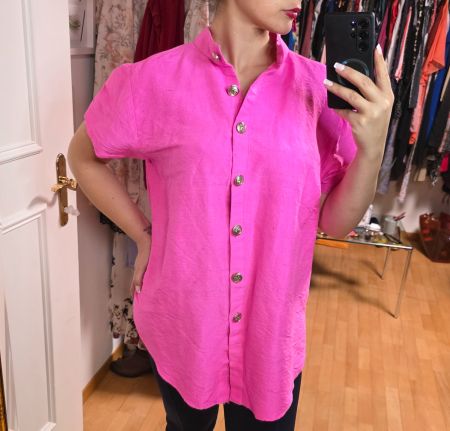 Pinkes hemd Gr. XXL, Kurzarm Sommerbluse, Bloggerstyle