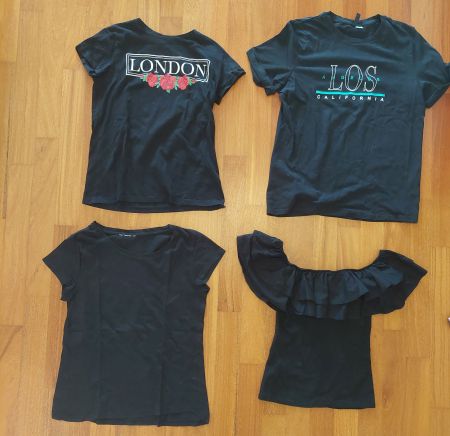 4 schöne schwarze T-Shirts für Mädchen wie neu XS,176, 34