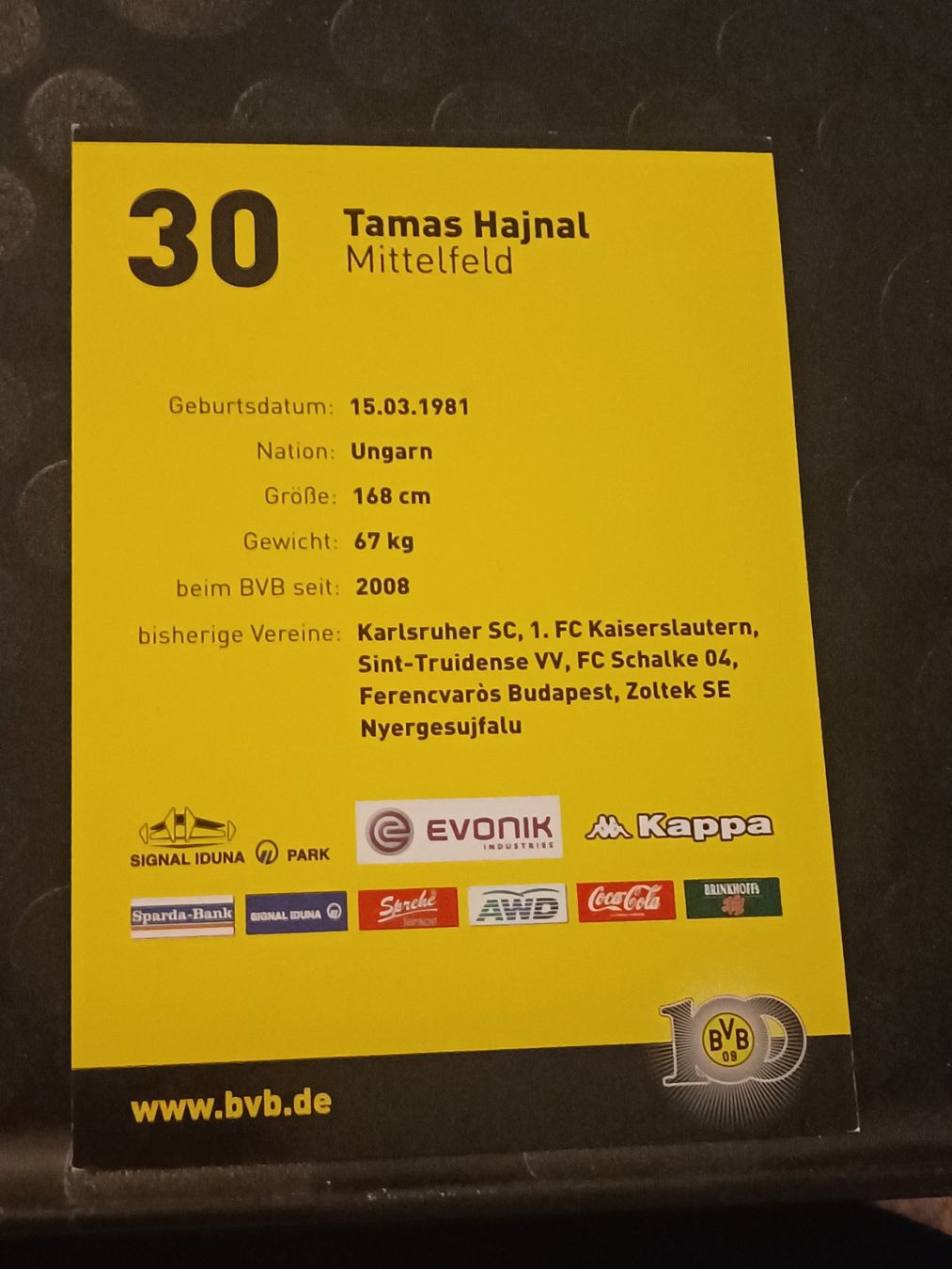 Autografi: Thomas Hajnal - BVB - Borussia Dortmund - Handsigniert – Usato da Menziken venduto da Artographs 1