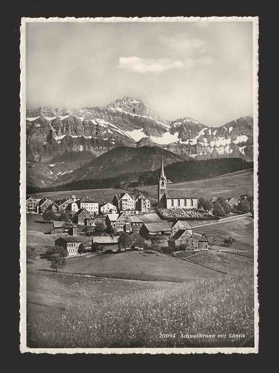 Cartoline postali: AK Schwellbrunn mit Säntis – Usato da Goldau venduto da artelier1