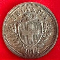 Schweizer Münze 1 Rappen 1914 Helvetia gebraucht