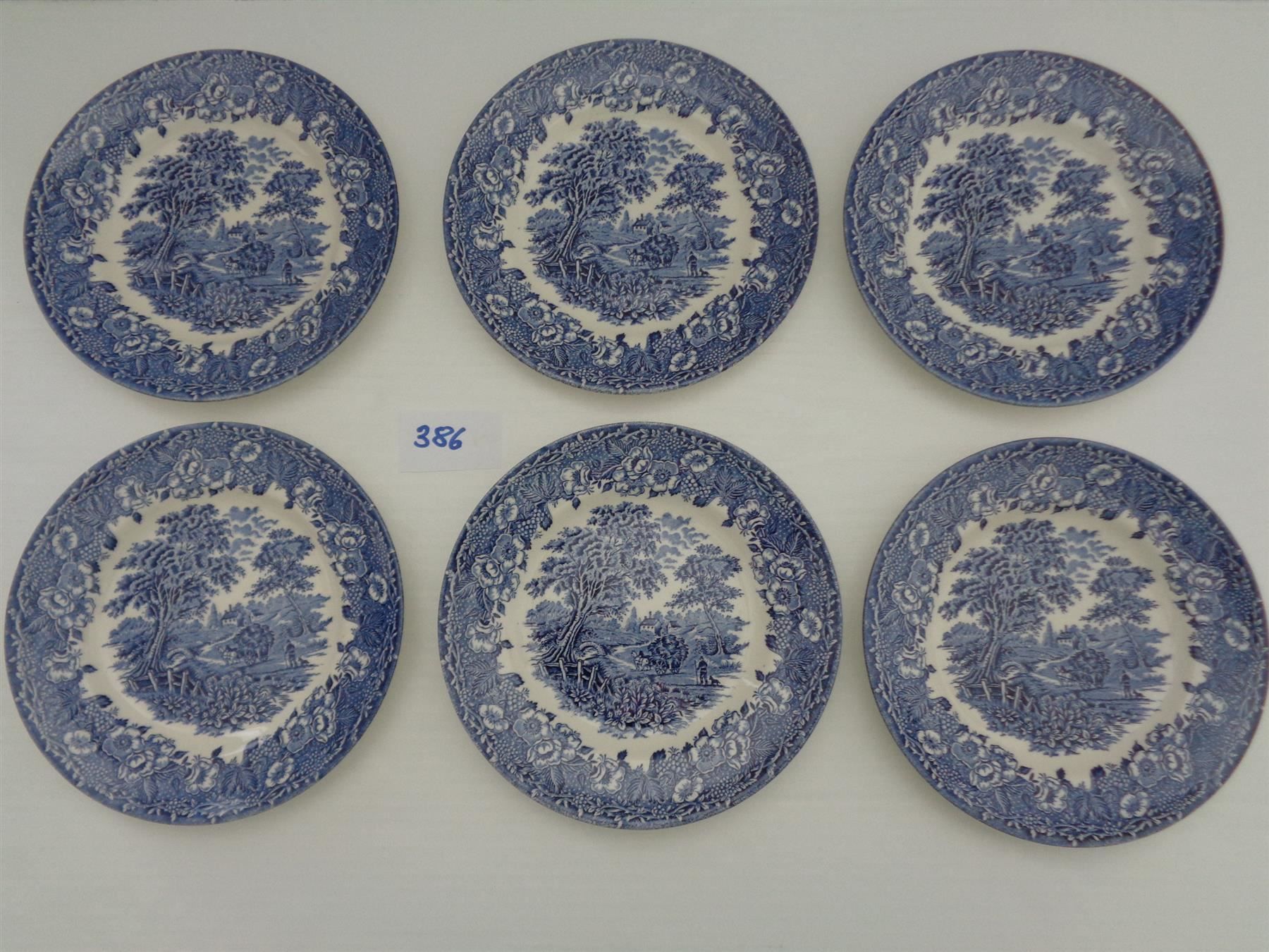 Teller: 6 Dessertteller - Ironstone England blau – Gebraucht aus Chur von omonia