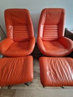 Designer's Armchairs with matching foot stools - set of 2