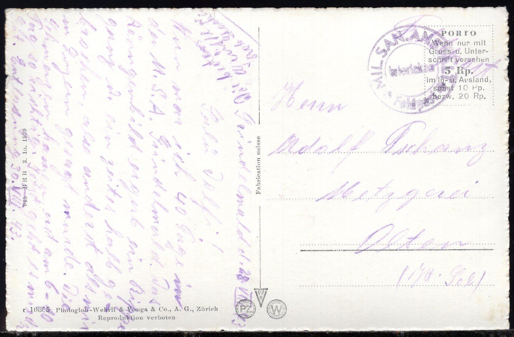 Cartoline postali: Grindelwald   Luftbild  1943 – Usato da Aarau venduto da kufi44 1