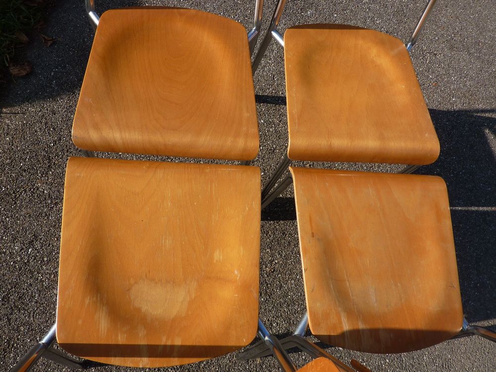 4 Stühle Holzstühle Stapelstühle Seminarstühle stapelbar 4