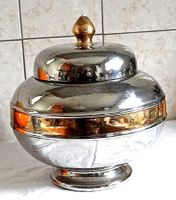 Art Deco Steingut Dose Verchromt /Vergodet