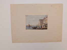 Antike Venedigansicht Gondel Aquarell
