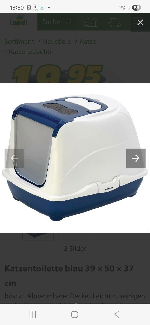 WC: Katzentoilette mit Filter, blau/weiss, – Usato da Uerikon venduto da Claser 2
