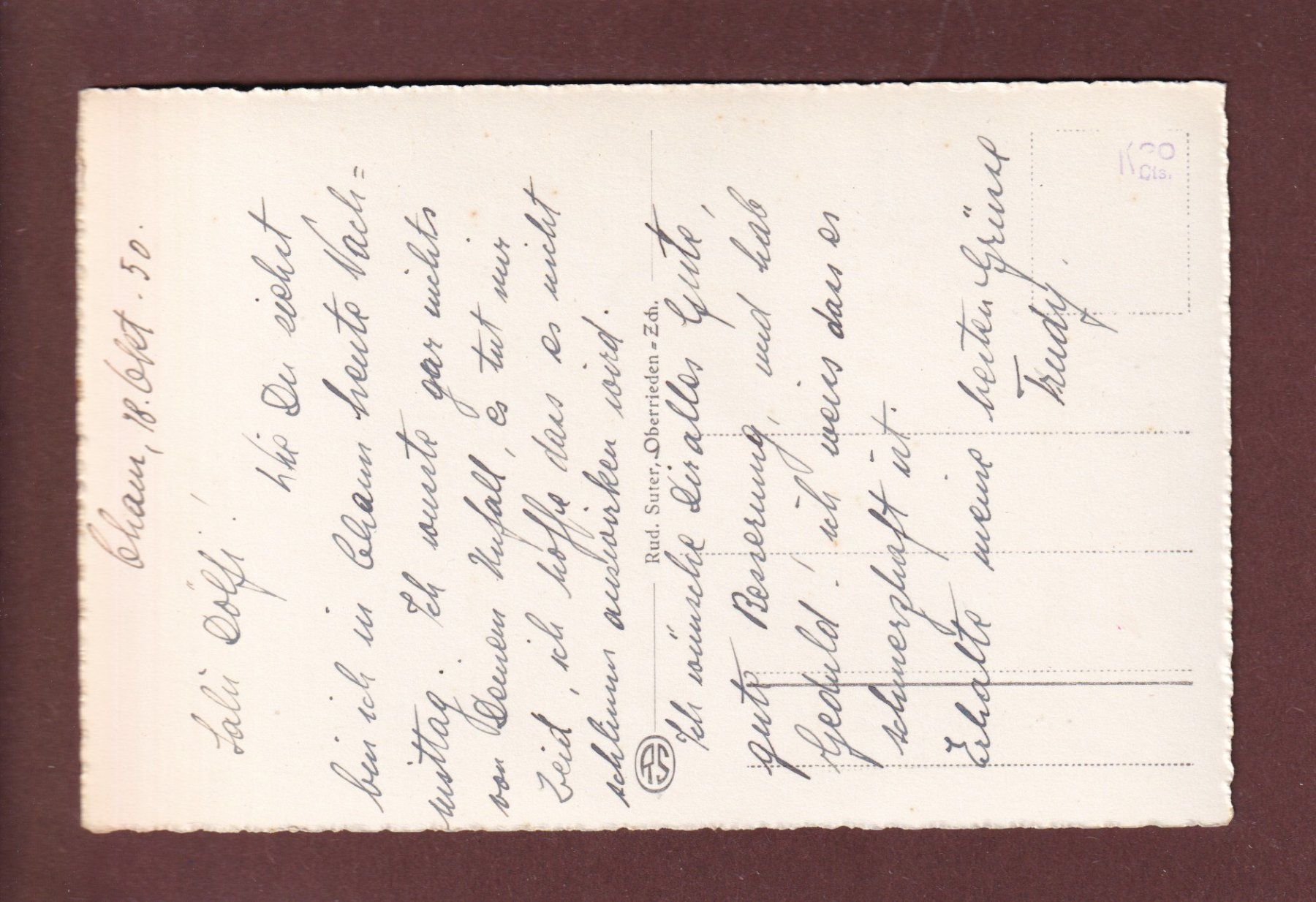 Cartoline postali: ZUG - Am Quai - 1950 – Usato da Pully venduto da nicecards 1