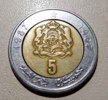 Marokko 5 Dirham 1987 Bimetal