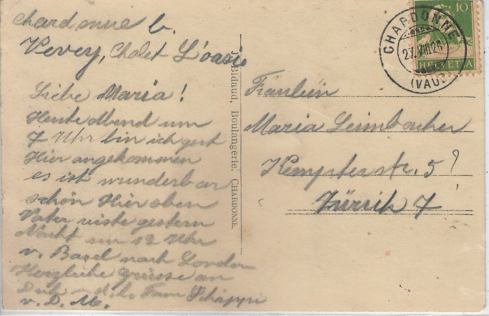 Cartoline postali: Chardonne - Chalet l'Oasis – Usato da Ettingen venduto da Kartenplanet 1