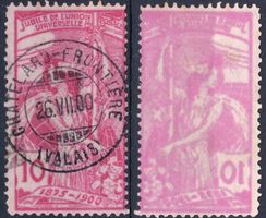 10c UPU 78A, 1900 Vollstempel Châtelard Frontière (Valais)
