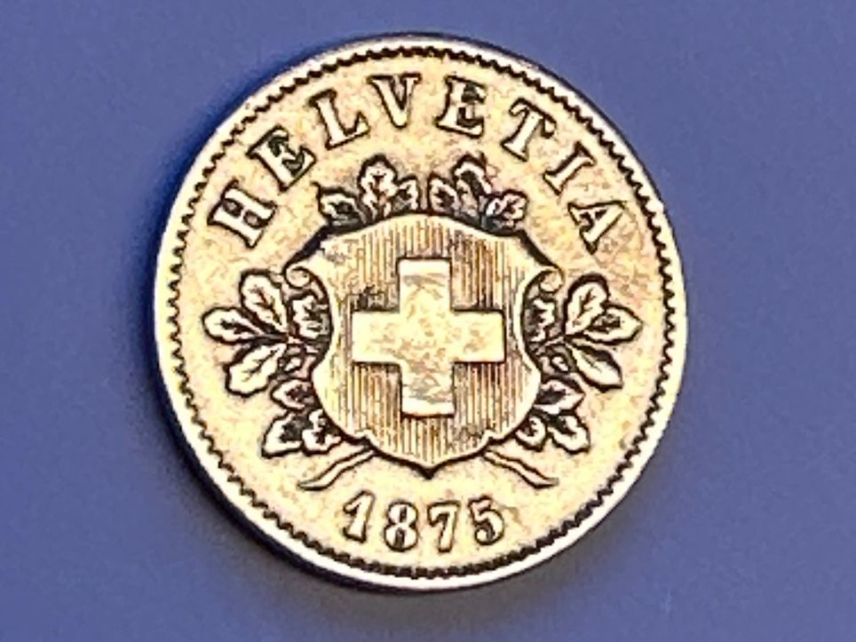 Tutti le monete: 1875, 10Rappen vz+ – Usato da Erlach venduto da gubbe1