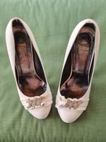 Elegante weisse Damenschuhe Pumps Gr. 38, Absatz 12 cm