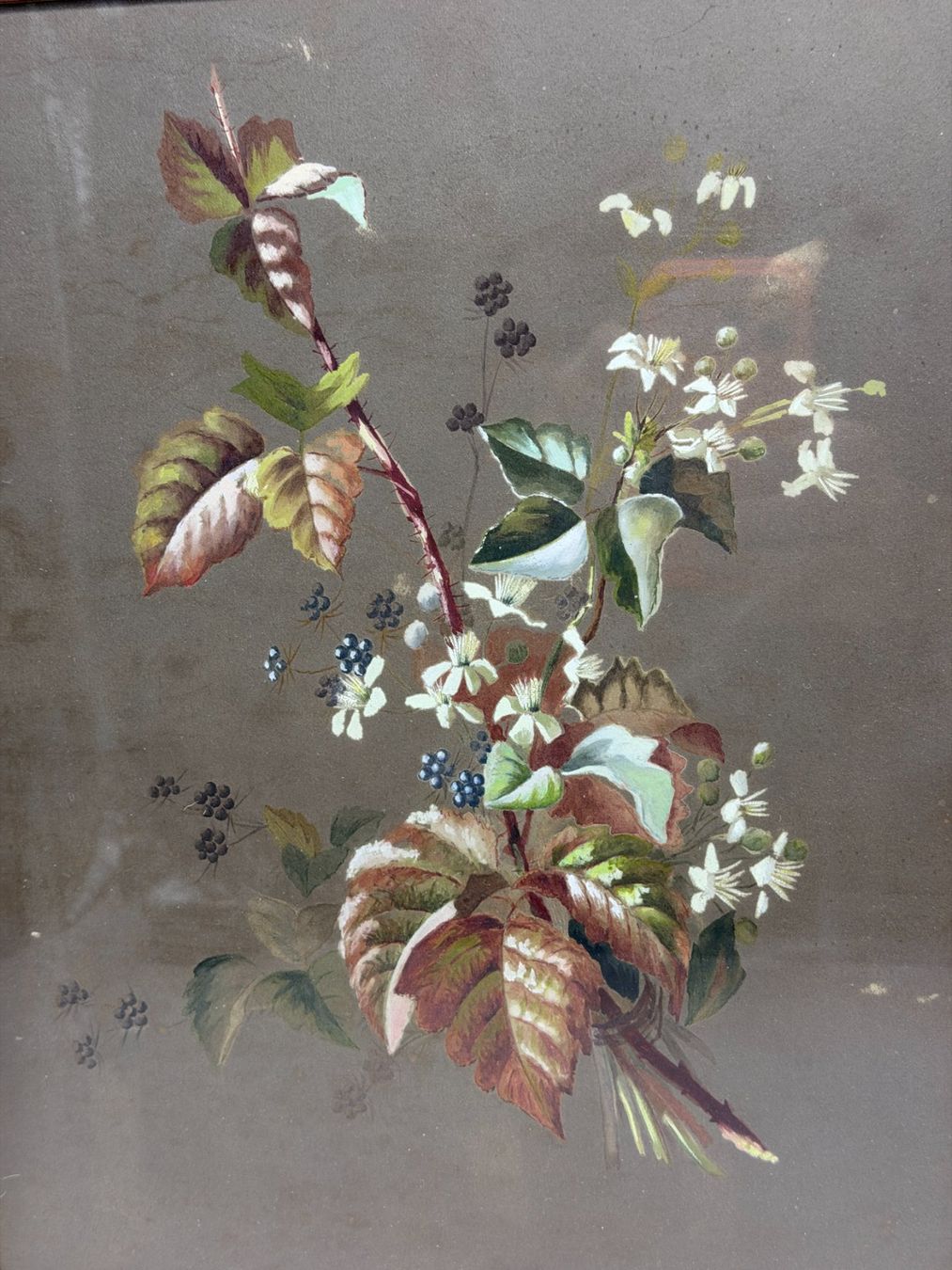 Gemälde: Gouache ancienne composition botanique XIXe siècle – Gebraucht aus Cossonay-Ville von Retrova 1