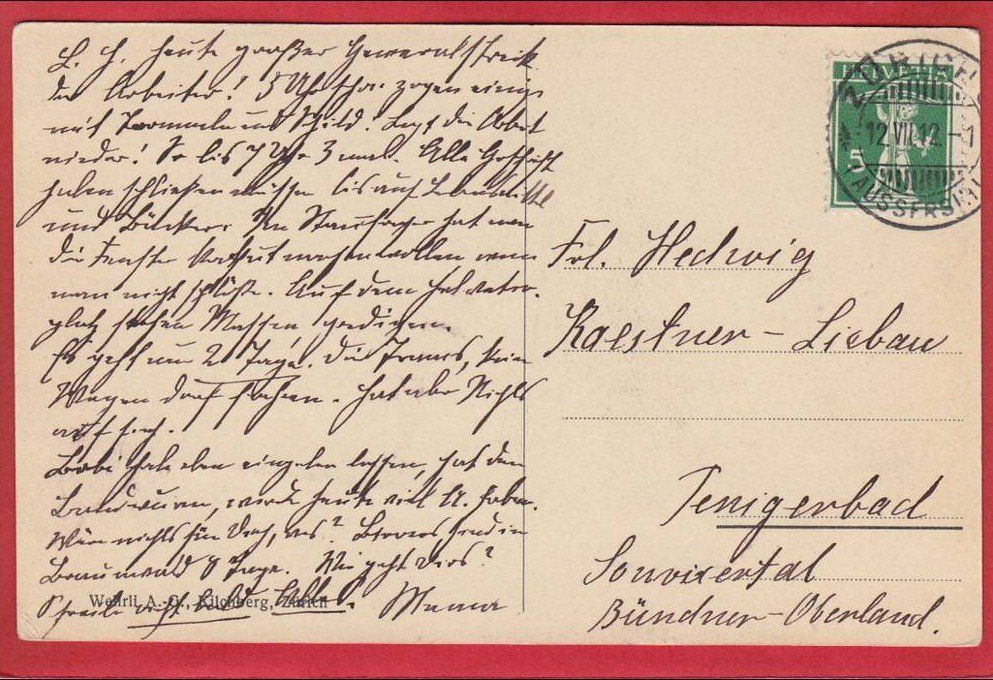 Ansichtskarten: KILCHBERG 1912 – Gebraucht aus Grüningen von Kartenlaube 1