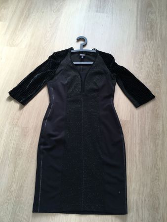 Elegantes Sportalm Kleid Gr. 40 Schwarz Glitzer Samt Party