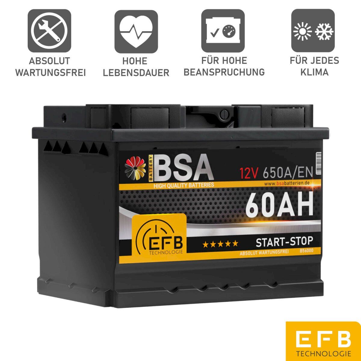 Batterien: BSA EFB Autobatterie 60Ah 12V – Neu und originalverpackt aus Bottighofen von zaap 2
